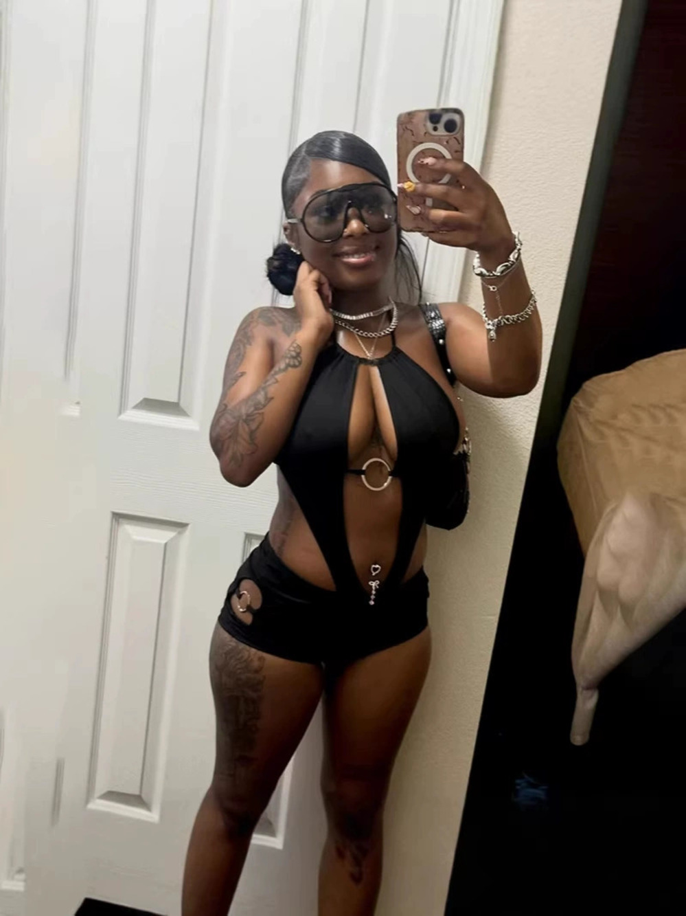 ZARA Cutout Sexy Backless Halter Tie Up Hip Hugging Bodysuit Shorts